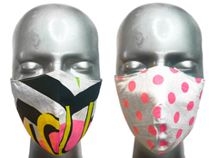 summer "lights" mask - FLUORESCENT YELLOW & PINK TEXT/PINK SPOT - SIZE M