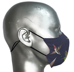 summer "lights" mask - PINK SPIROGRAPH/NAVY HUMMINGBIRDS - SIZE S