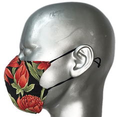 summer "lights" mask - RED WARRATAH/B&W SKULLS - SIZE S