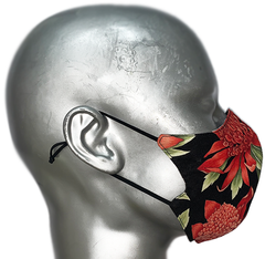 summer "lights" mask - RED WARRATAH/B&W SKULLS - SIZE S