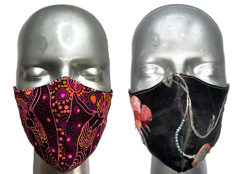 summer "lights" mask - SILK FLOWERS/DANCING SPIRIT PINK (with crystals) - SIZE S