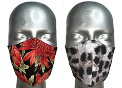 summer "lights" mask - RED WARRATAH/GREY LEOPARD - SIZE S